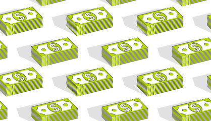 Wall Mural - Money cash seamless background, backdrop for financial business website or economical theme ads and information, dollar currency money signs, vector wallpaper or web site background.