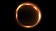 © flashmovie - Abstract rotating neon circle in gold color. Luminous ring. Space tunnel. LED color ellipse. 3d illustration. Empty hole. Glow portal. Hot ball. flickering spin.