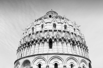 Wall Mural - Pisa Baptistry, Italy. Black and white vintage toned.