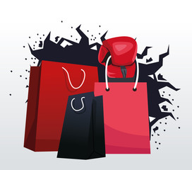 Canvas Print - red and black shopping bags, boxing day design