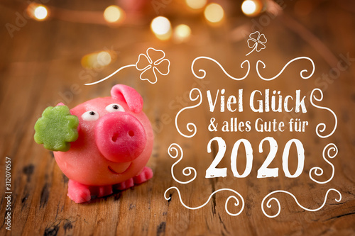 New year card 2020, german language - Good luck and best wishes for 2020 - Go Tableau sur Toile