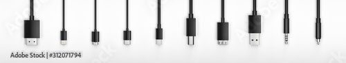 Fotografía Black Realistic hdmi , 8-pin, micro usb, usb, Type C, type B mini jack 3