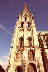 Wall Mural - Cathedral in Chartres, France. Retro filtered color tone.