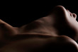 Sensual picture of woman's neck. Nude photography with visible collarbones. 