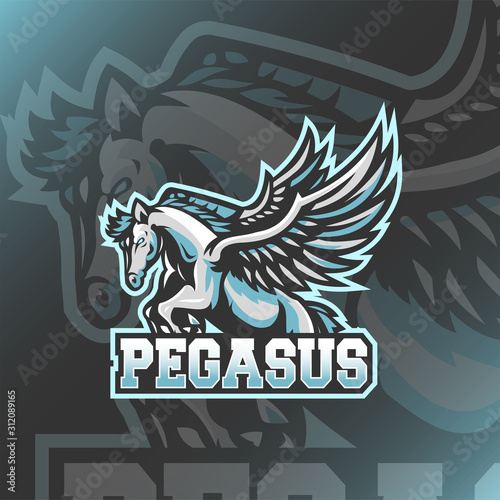 Fotomural pegasus mascot logo design vector with modern illustration concept style