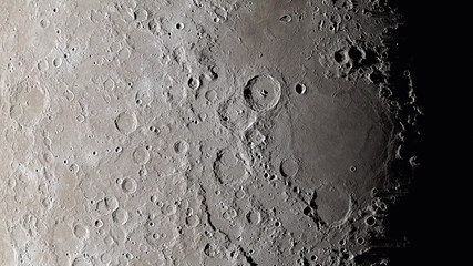 Moon surface close up. Craters and furrows on the surface of the earth's satellite. (Elements of this image furnished by NASA)