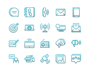 Canvas Print - communications talk information broadcast icons set gradient line