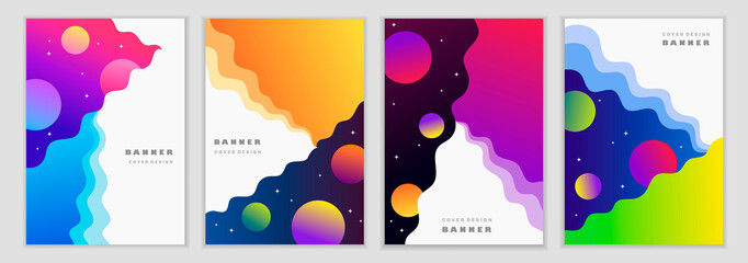 Wall Mural - set of abstract colorful templates for flyers, banners, covers, posters. space, planets and stars. m
