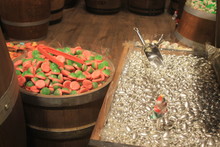 Candies And Sweets In Barrels From The Center Of Prague In Europe