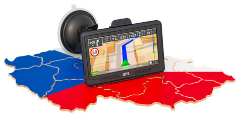 Poster - GPS navigation in Czech Republic, 3D rendering