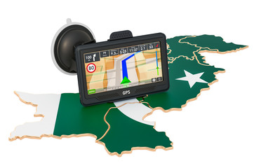 Poster - GPS navigation in Pakistan, 3D rendering