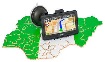 Poster - GPS navigation in Nigeria, 3D rendering