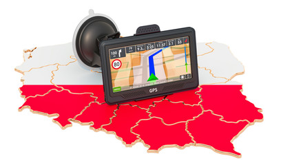 Poster - GPS navigation in Poland, 3D rendering
