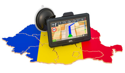 Poster - GPS navigation in Romania, 3D rendering