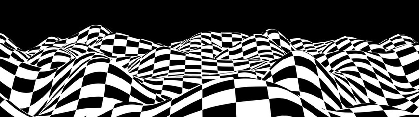 Poster - hallucination. optical illusion. twisted illustration. abstract futuristic background of squares. dy