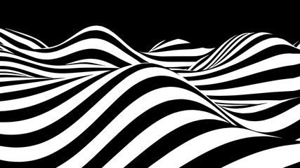Poster - Hallucination. Optical illusion. Twisted illustration. Abstract futuristic background of stripes. Dynamic wave. Vector.