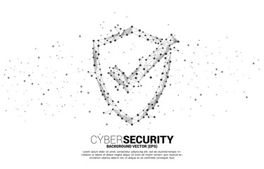 Poster - Protection shield with checked mark icon from dot connect line polygon network. concept of guard security and safety