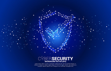 Poster - Protection shield with checked mark icon from dot connect line polygon network. concept of guard security and safety