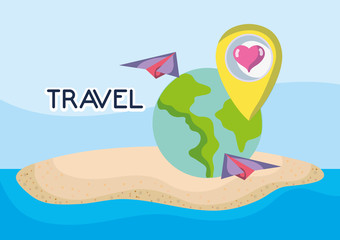 Sticker - world beach planes around location love tourist vacation travel