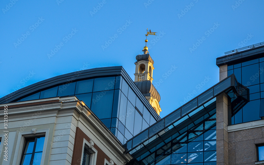 Gestapo Building Riga Elements of the Riga City Council Building (Rigas dome) against the ...