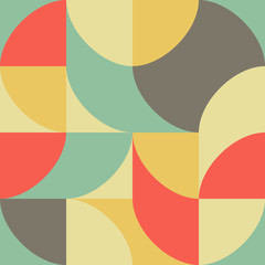 Geometric multicolored pattern of simple shapes. Minimalistic abstract background. Retro print for textiles and plastic. Backdrop for presentation.