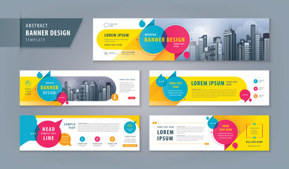Wall Mural - abstract banner design web template set, horizontal header web banner. modern cover header
