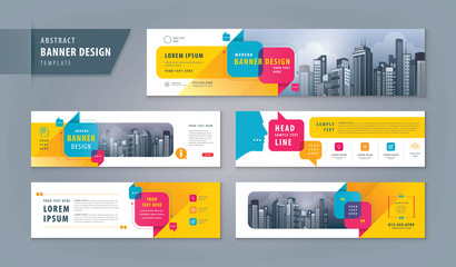 abstract banner design web template set, horizontal header web banner. modern cover header