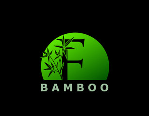 F Letter Green Bamboo Tree Logo Icon, perfect for Hotel, Restaurant, Tour and Travel.