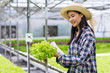 © khwanchai - Farmer woman holding hydroponic in farm