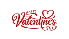 Happy Valentine's Day Hand Drawn Lettering. Vector Text For Use In Print Design.