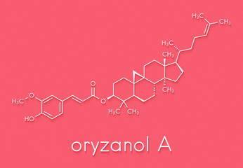 Poster - Cycloartenyl ferulate or oryzanol A molecule. Major component of gamma-oryzanol (rice bran oil). Skeletal formula.