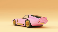 Powerful Pink An Gold Sports Roadster Coupe Car 1960's 3d Illustration 3d Render