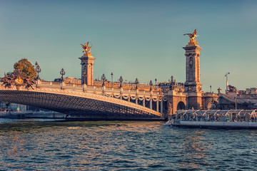Wall Mural - alexandre iii bridge in paris at sunset