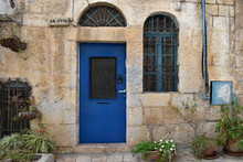 Alleys In The Ancient Jewish Quarter Of Jerusalem, Blue Doors