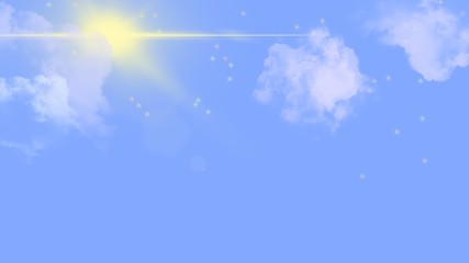 blue sky with clouds and sun