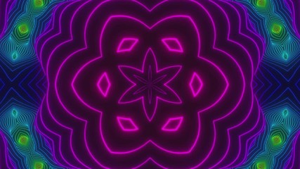 Poster - Looped animation. Abstract colorful kaleidoscope background in bright neon colors. Modern colorful wallpaper. 3d rendering.