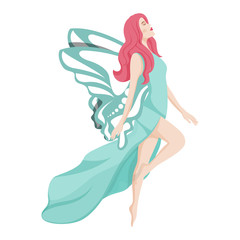 Sticker - Young Woman wearing Fairy Costume in Stylish Pose.