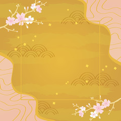 Wall Mural - Vector illustration of cherry blossom on gold background