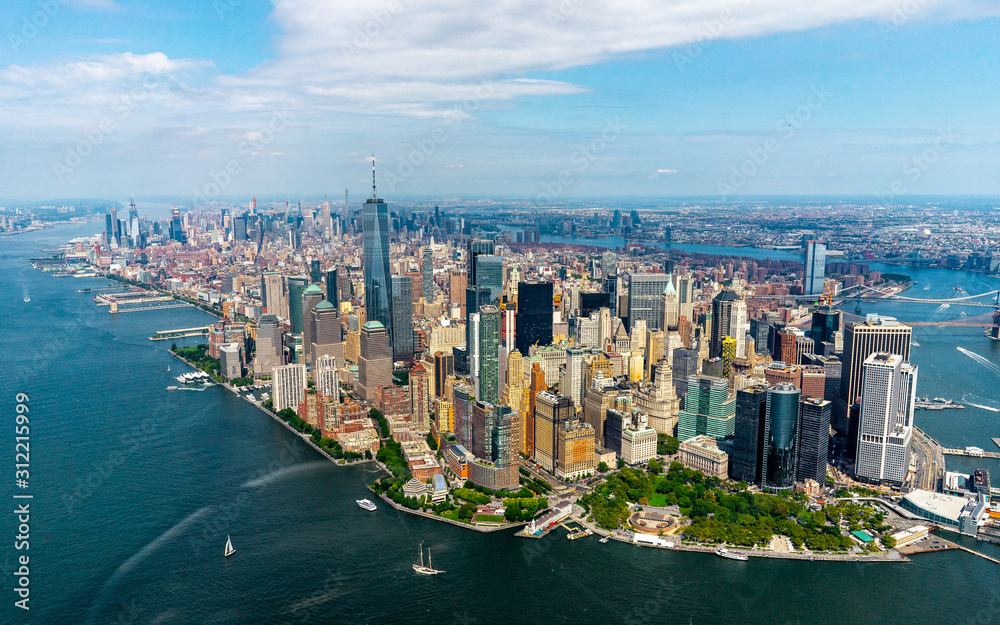 View of New york skyline from Helicopter tour around Manhattan , New ...