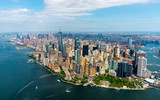 Fototapeta Miasta - View of New york skyline from Helicopter tour around Manhattan , New york city