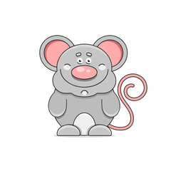  House Mouse - Illustration Isolated on White Background