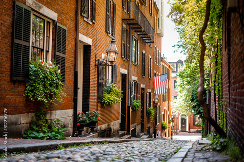 Fotografía Acorn street around Beacon hill , one of the beautiful street in Boston , Massa