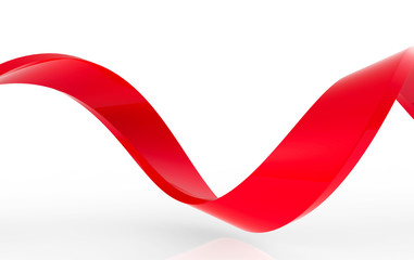 Poster - 3d rendering. Abstract Red swirl ribbon line on white background.