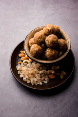 Wall Mural - sweet Dink laddu also known as Dinkache ladoo or gond ke laddoo made using edible gum with dry fruits 