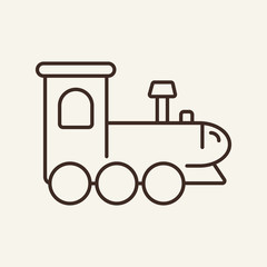 Sticker - Locomotive toy contour. Game. Education concept. Flat vector