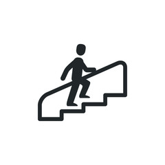 Fototapete - Walk Up Stairs icon template color editable. Man on Stairs going up symbol vector sign isolated on white background illustration for graphic and web design.
