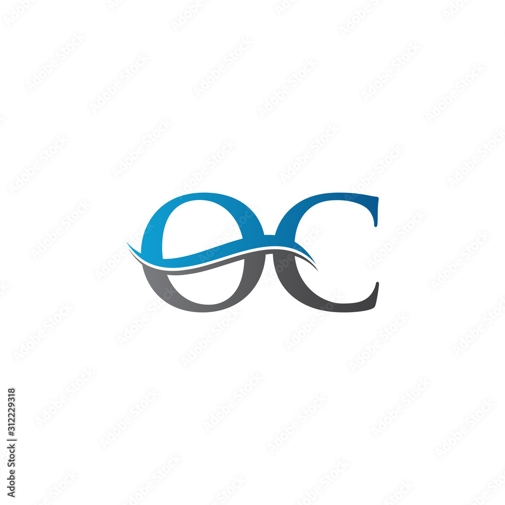 Swoosh Letter OC Logo Design Vector Template. Water Wave OC Logo Vector ...