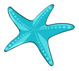 Sticker - Blue starfish on white background