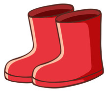 Pair Of Red Boots On White Background