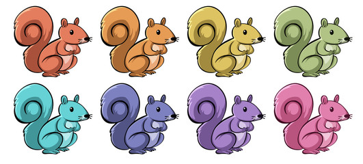 Wall Mural - Squirrels in different colors